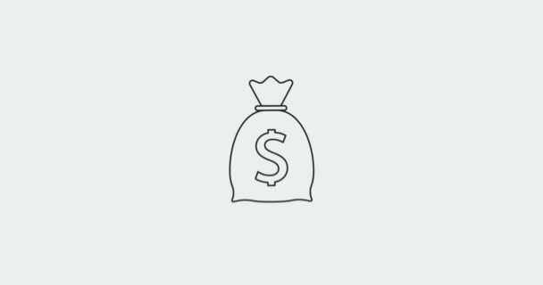 Money bag - Dollaro USA Valuta. Motion graphic design. Canale alfa. — Video Stock