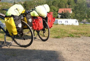 Seyahat ve turizm için bisiklet vitesi çantaları, açık hava etkinlik teması