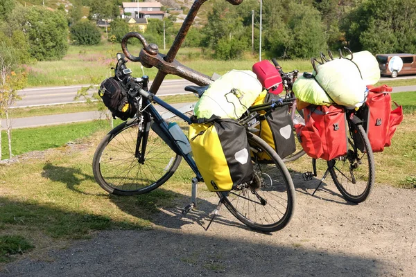 Sacos Equipamento Ciclismo Para Viagens Turismo Tema Atividade Livre — Fotografia de Stock