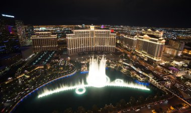 Bellagio Hotel Light & Water Show Aerial View clipart