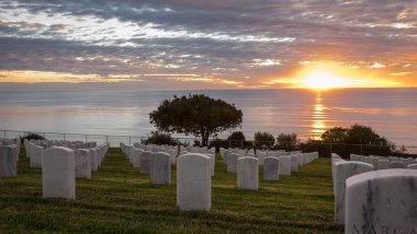 Fort Rosecrans Cemetery at Sunset clipart