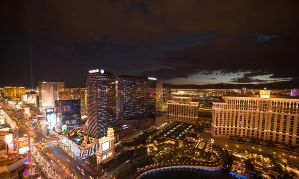 Luz do hotel de Bellagio & Vista aérea da mostra da água — Fotografia de Stock