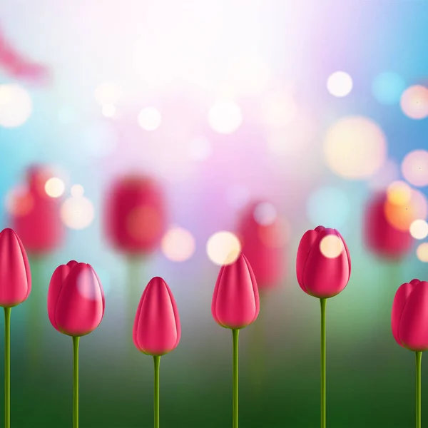 Fleurs Fond Vectoriel Avec Des Tulipes — Image vectorielle