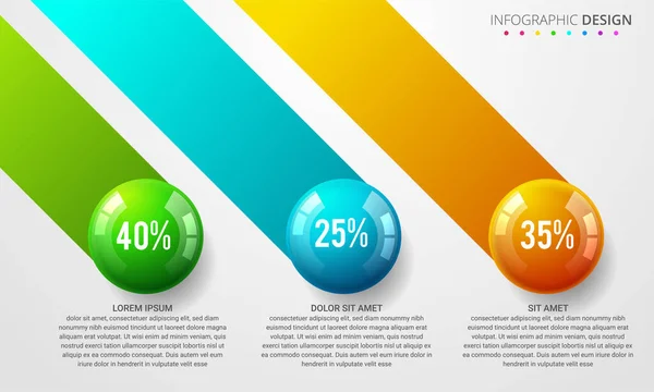 Infografik Vorlage Mit Farbkugeln — Stockvektor