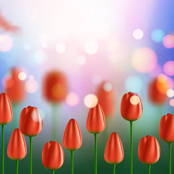 Fleurs Fond Vectoriel Avec Des Tulipes — Image vectorielle