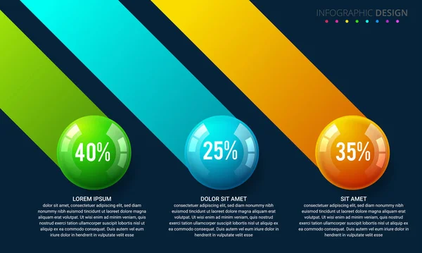 Infografik Vorlage Mit Farbkugeln — Stockvektor