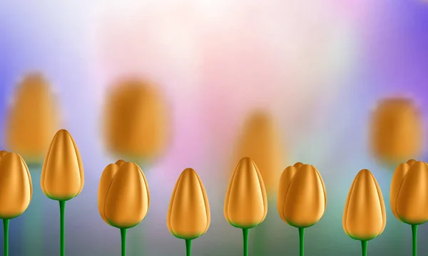 Belles Tulipes Sur Fond Nature — Image vectorielle
