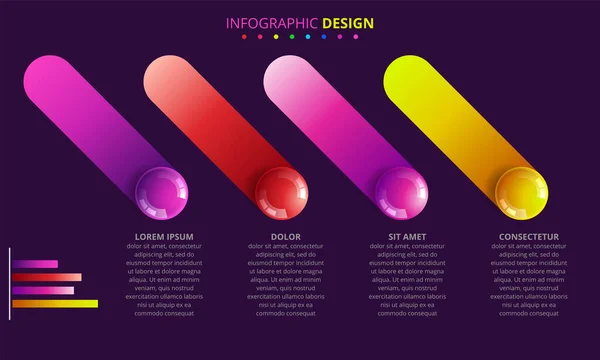 Infografik Vorlage Mit Farbkugeln — Stockvektor