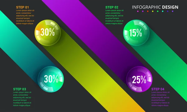 Moderne Infografik Optionen Banner Mit Bunten Kugeln — Stockvektor