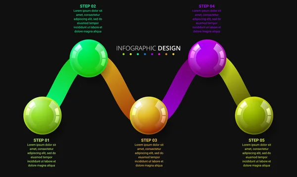 Infografik Vorlage Mit Farbkugeln — Stockvektor