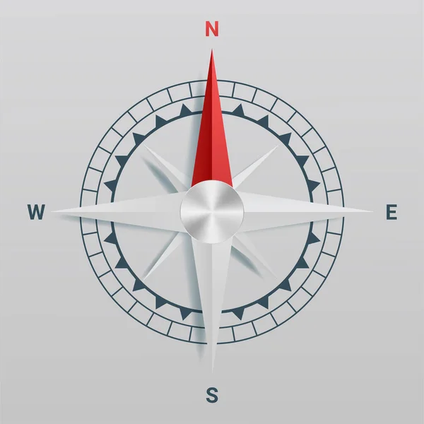 Papírový Střihací Kompas Stínem Origami Stylu — Stockový vektor