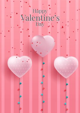 Pembe arka planda kırmızı ve pembe kalp balonları