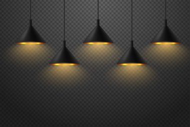 Modern siyah tavan lambası aydınlatma seti