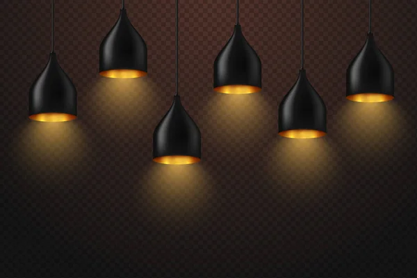 Lámpara Techo Negro Moderno Conjunto Luminarias Techo — Vector de stock