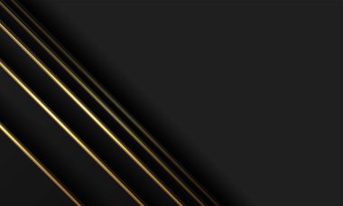Altın çizgileri ve parlak altın ışığı olan modern siyah lüks arka plan
