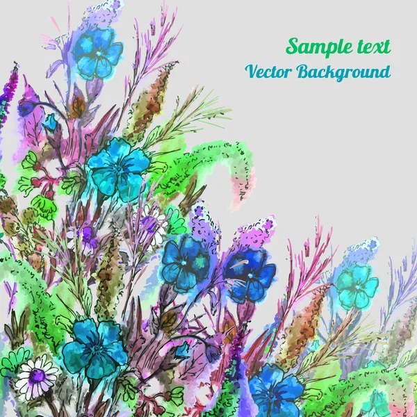 Romantische aquarel kaart met bloemen. Decor ontwerp groet auto — Stockvector