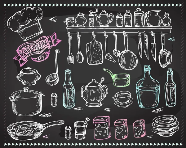 Vector gráfico, artístico, estilizado conjunto para el diseño de la cocina - un st Vectores De Stock Sin Royalties Gratis
