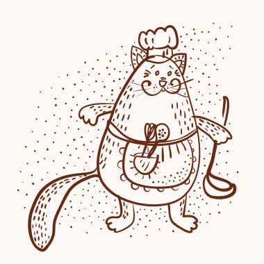 kedi Ocak anahat vektör çizim