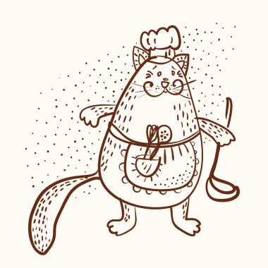 kedi Ocak anahat vektör çizim