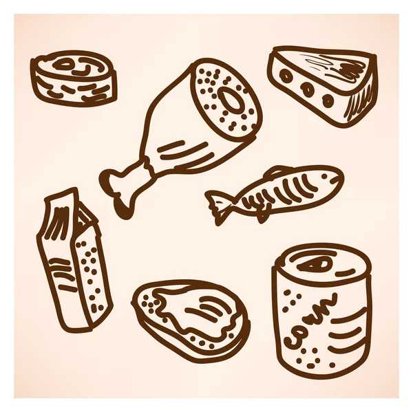 矢量图的不同的食物 — 图库矢量图片
