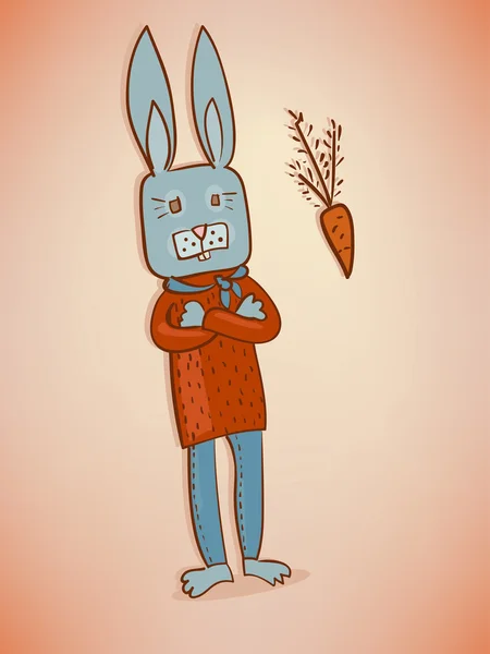 Conejo inteligente y zanahoria — Vector de stock