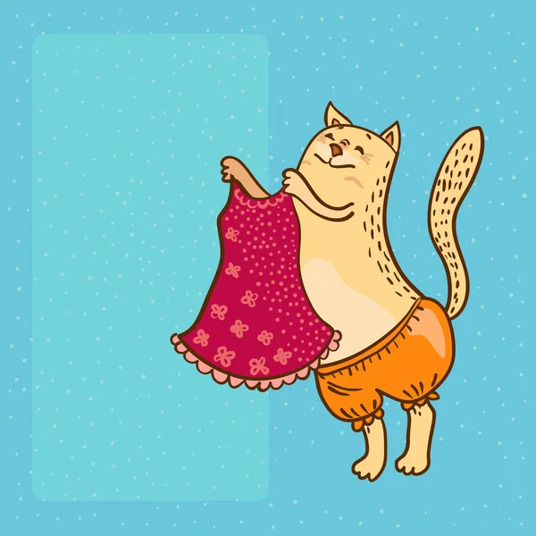 Jolie chaton avec robe rose illustration vectorielle — Image vectorielle