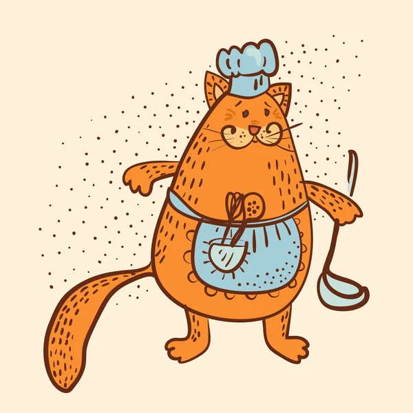 Kot ilustracji wektorowych kuchenka — Wektor stockowy