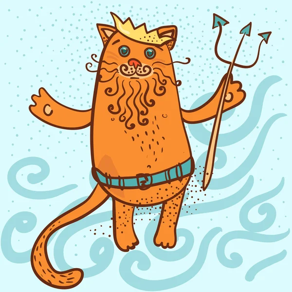 Neptune cat vector illustration — Stock Vector