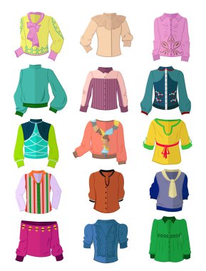 Set of blouses in flat design clipart