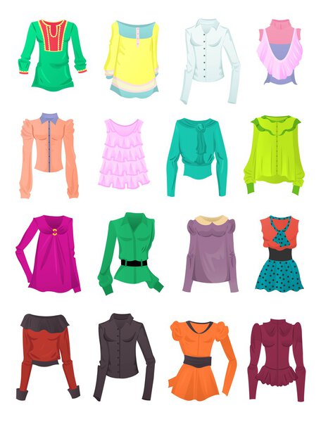 Set of blouses and tops