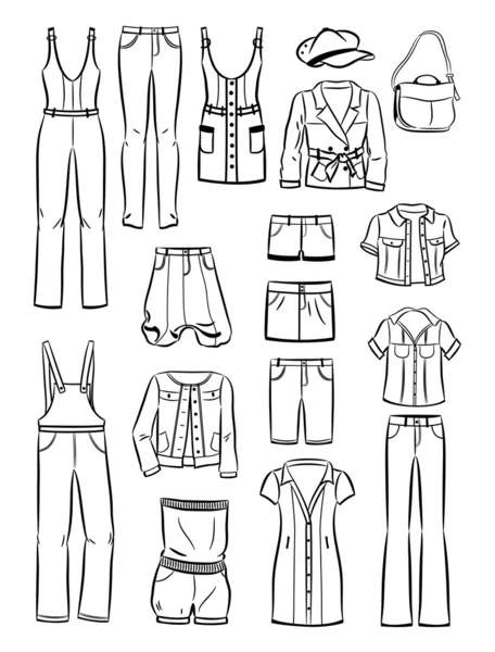 Conjunto de roupas casuais das mulheres — Vetor de Stock
