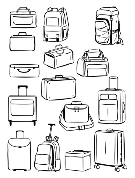 Contours des sacs de voyage — Image vectorielle