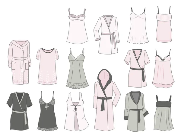 Női negligees és köpenyek — Stock Vector