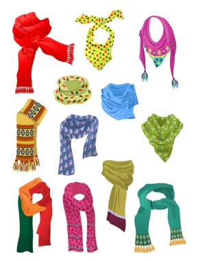 Set of scarves for girls clipart