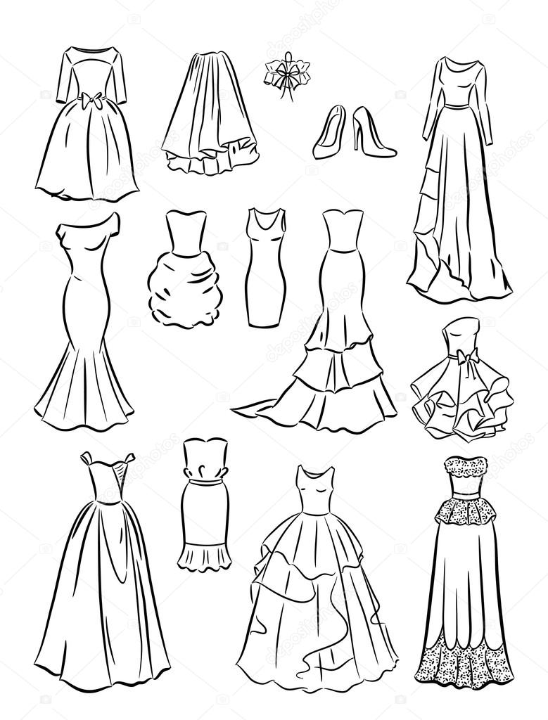 The contours of wedding dresses