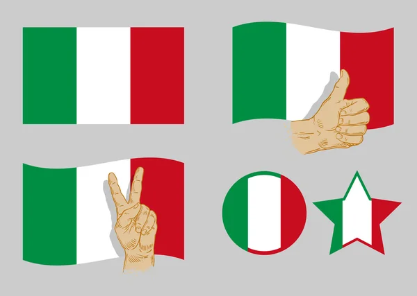 İtalya bayrağı simgeler kümesi. vektör çizim — Stok Vektör