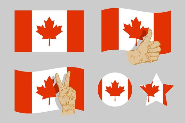 Conjunto de iconos de bandera canadiense. ilustración vectorial — Archivo Imágenes Vectoriales