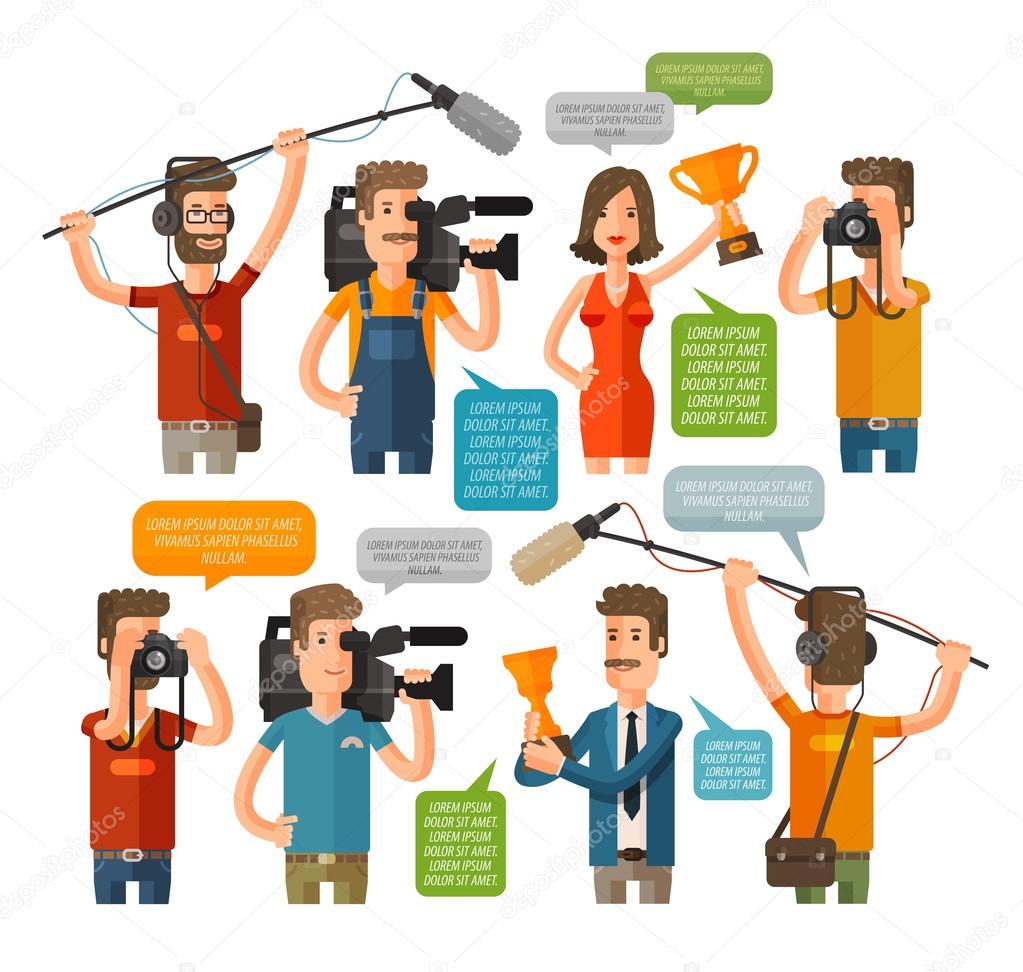 Journalism concept vector illustration in flat style. Hot news template. Mass media