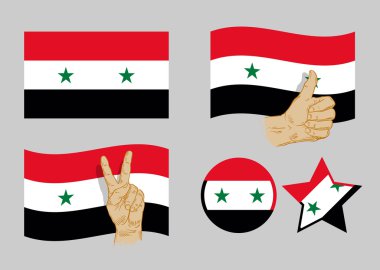Suriye bayrağı simgeler kümesi. vektör çizim