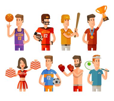 Spor ve sporcu Icons set. vektör çizim