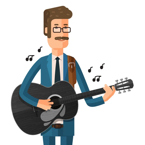 Mann spielt Gitarre. Vektorillustration — Stockvektor