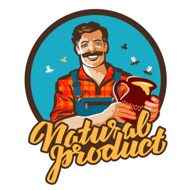 vektör logo tatlım. arıcı, apiarist veya bal arısı simgesi