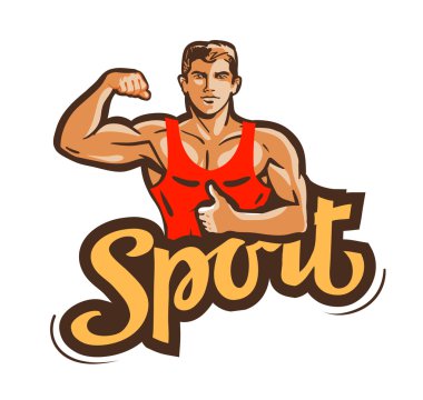 Spor vektör logosu. Spor Salonu, fitness veya vücut geliştirme simgesi
