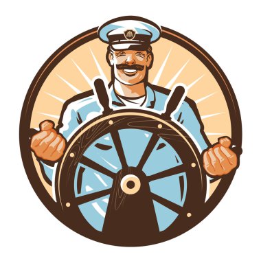 Kaptan vektör logo gemi. Cruise, seyahat, Tur, gezi ya da seyahat etmek simge