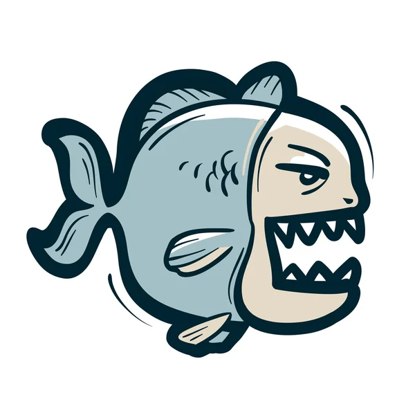 ピラニアのベクトルのロゴ。魚や釣りアイコン — ストックベクタ