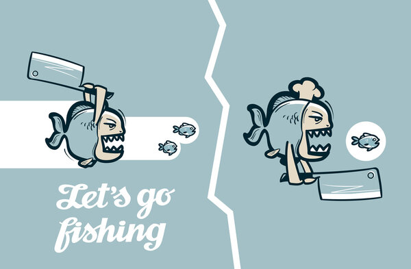 Смешная пиранья рыба. векторная иллюстрация
