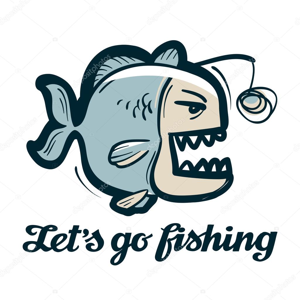 Funny anglerfish isolated on a white background. vector illustration