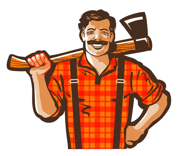 Lumberjack vector logo. woodcutter or lumbering icon — Stock Vector