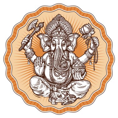 Ganesh Chaturthi. çizilmiş kroki dini Hinduizm sembolü. vektör çizim