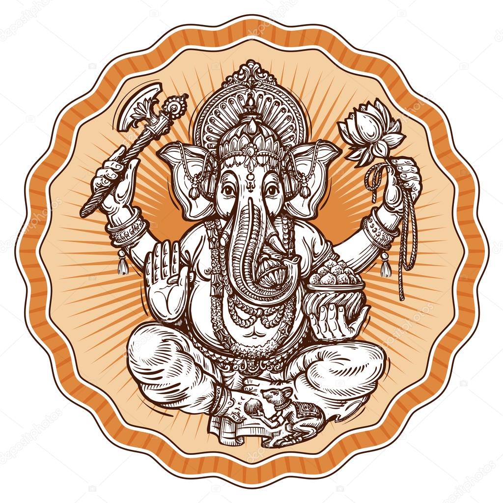 Indian God Ganesh isolated on white background. vector illustration